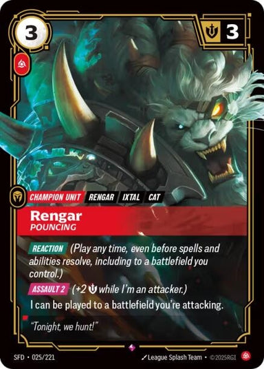 Image for Rengar - Pouncing (025/221) (Spiritforged) - Riftbound: League of Legends Trading Card Game