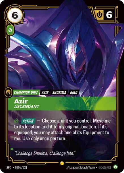 Image for Azir - Ascendant (Alternate Art) (050a/221) (Spiritforged) - Riftbound: League of Legends Trading Card Game