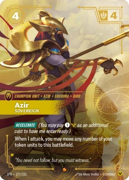 Image for Azir - Sovereign (177/221) (Spiritforged) - Riftbound: League of Legends Trading Card Game