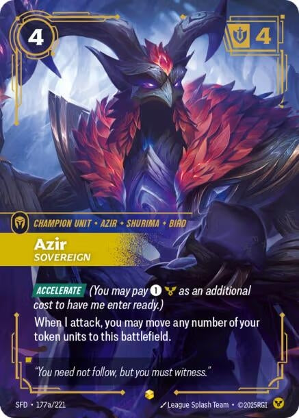 Image for Azir - Sovereign (Alternate Art) (177a/221) (Spiritforged) - Riftbound: League of Legends Trading Card Game