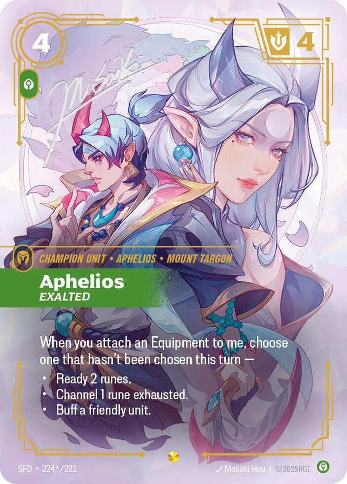 Image for Aphelios - Exalted (Signature) (224*/221) (Spiritforged) - Riftbound: League of Legends Trading Card Game