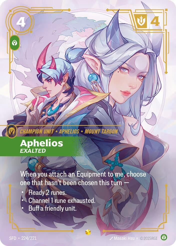 Image for Aphelios - Exalted (Overnumbered) (224/221) (Spiritforged) - Riftbound: League of Legends Trading Card Game