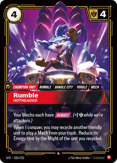 Image for Rumble - Hotheaded (026/221) (Spiritforged) - Riftbound: League of Legends Trading Card Game