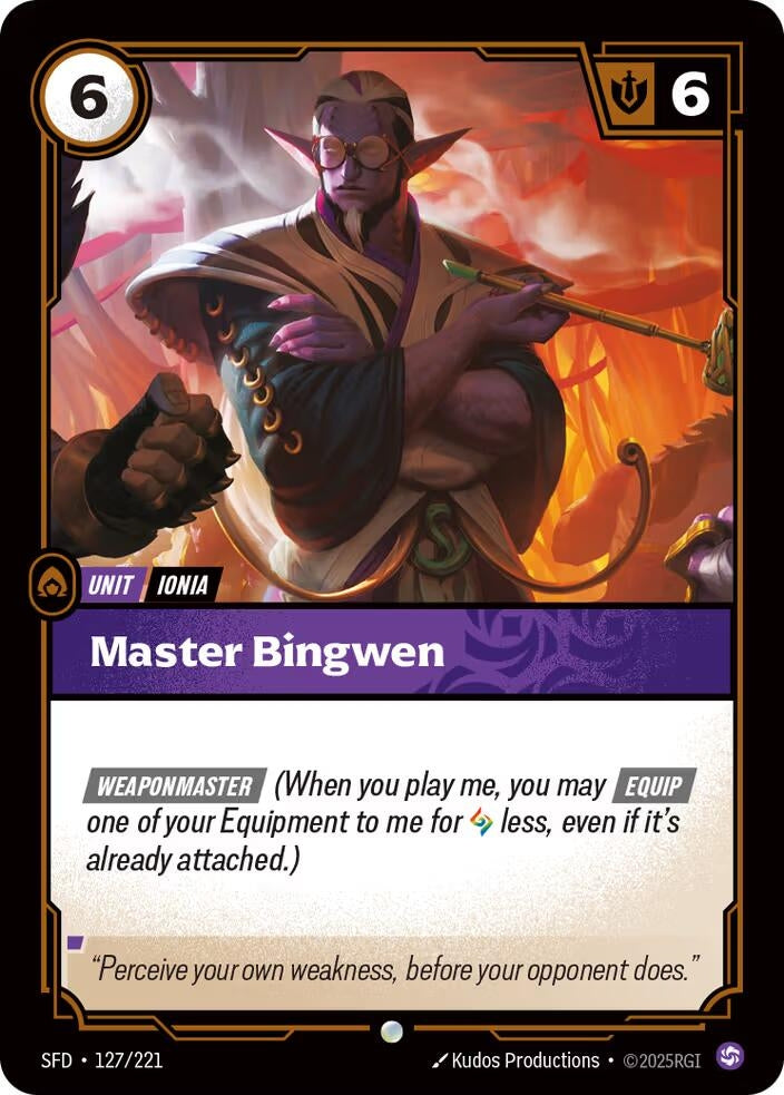 Image for Master Bingwen (127/221) (Spiritforged) - Riftbound: League of Legends Trading Card Game
