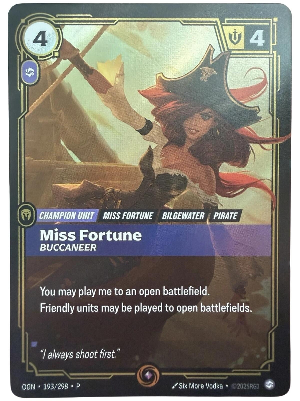 Image for Miss Fortune - Buccaneer (193/298) (Riftbound Organized Play Promotional Cards) - Riftbound: League of Legends Trading Card Game