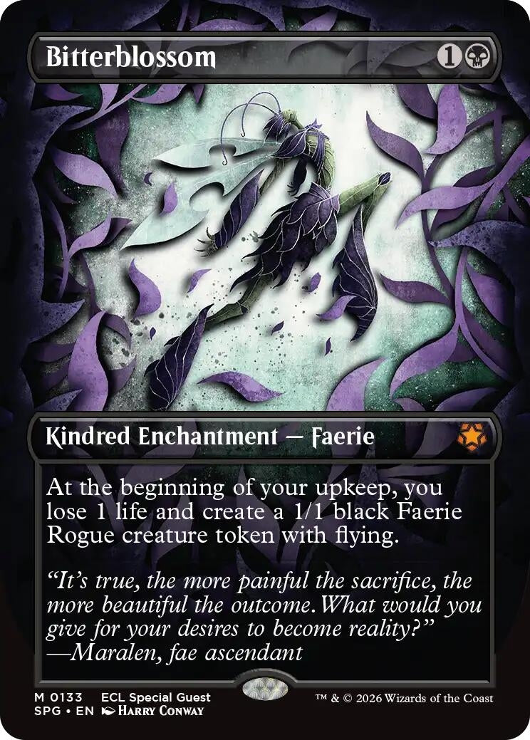 Image for Bitterblossom (Borderless) (133) (Special Guests) - Magic: The Gathering