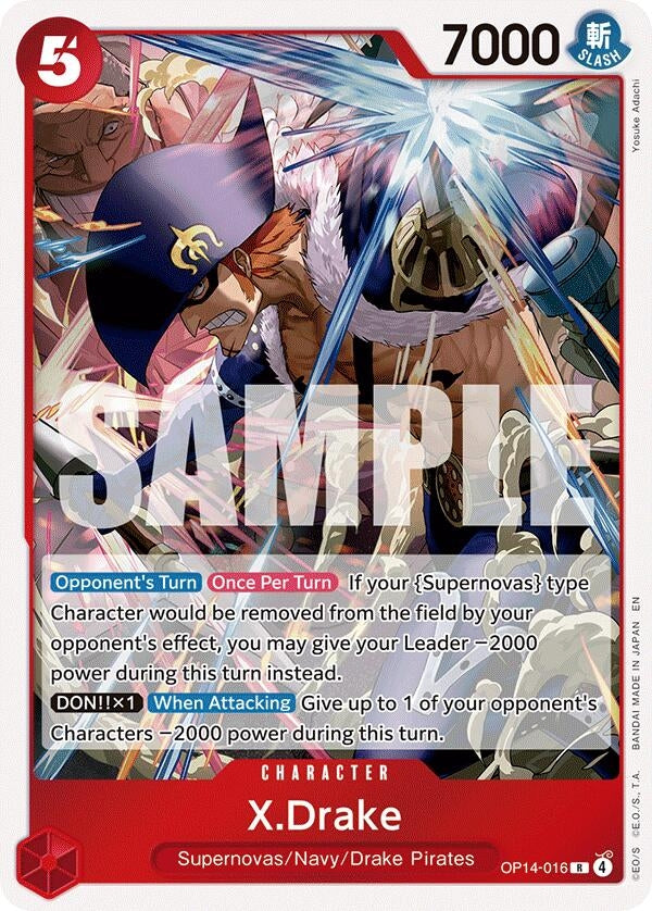 Image for X.Drake (OP14-016) (The Azure Sea's Seven) - One Piece Card Game