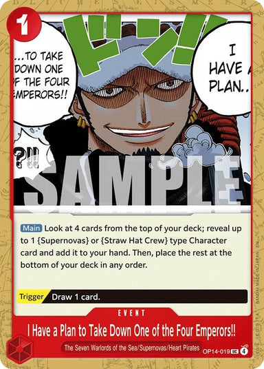 Image for I Have a Plan to Take Down One of the Four Emperors!! (OP14-019) (The Azure Sea's Seven) - One Piece Card Game