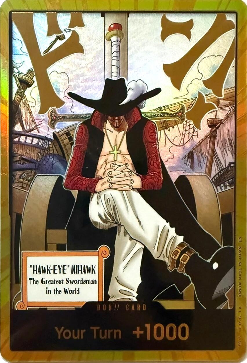 Image for DON!! Card (Dracule Mihawk) (Gold) (The Azure Sea's Seven) - One Piece Card Game