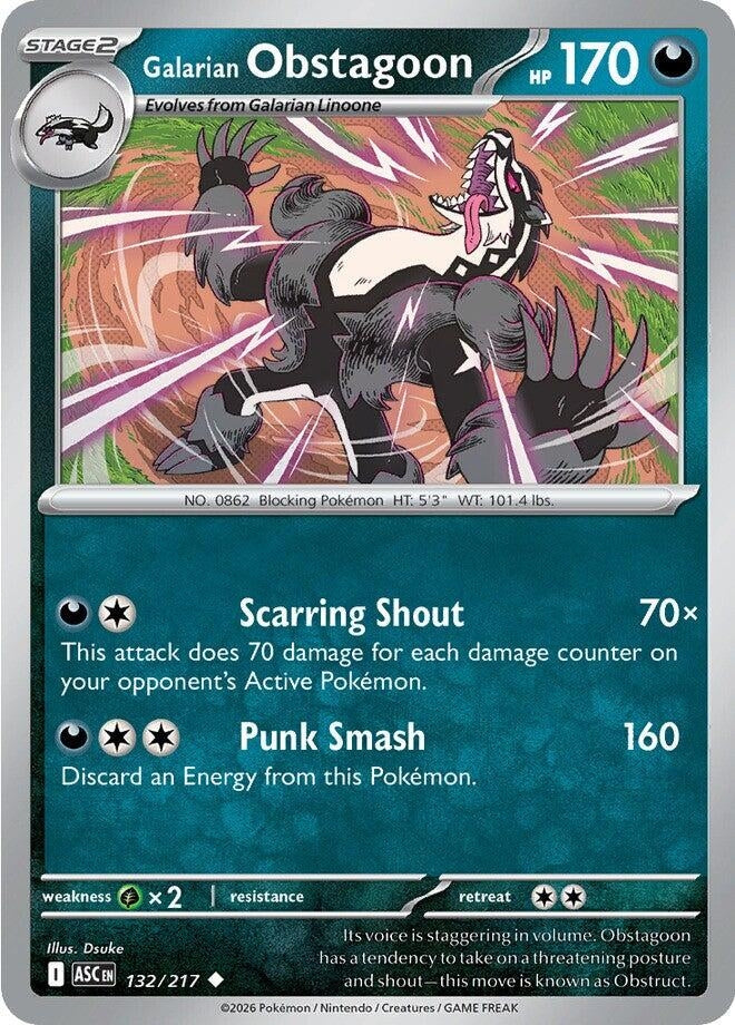 Image for Galarian Obstagoon (132/217) (ME: Ascended Heroes) - Pokemon
