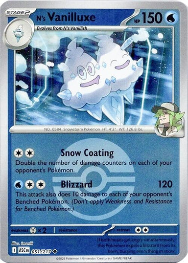 Image for N's Vanilluxe (Poke Ball) (051/217) (ME: Ascended Heroes) - Pokemon