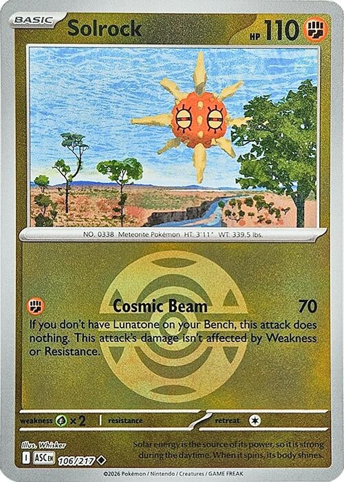 pokemon solrock card Solrock (Dusk Ball) (106/217) (ME: Ascended Heroes) — Card Masters
