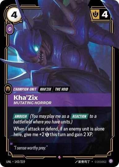 Image for Kha'Zix - Mutating Horror (143/219) (Unleashed) - Riftbound: League of Legends Trading Card Game