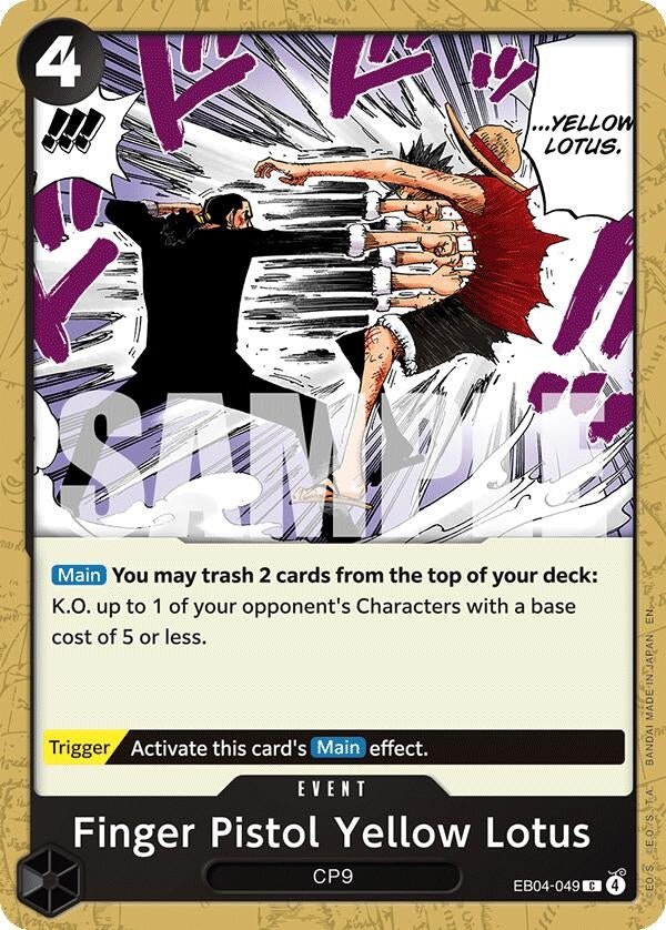 Image for Finger Pistol Yellow Lotus (EB04-049) (Adventure on Kami's Island) - One Piece Card Game