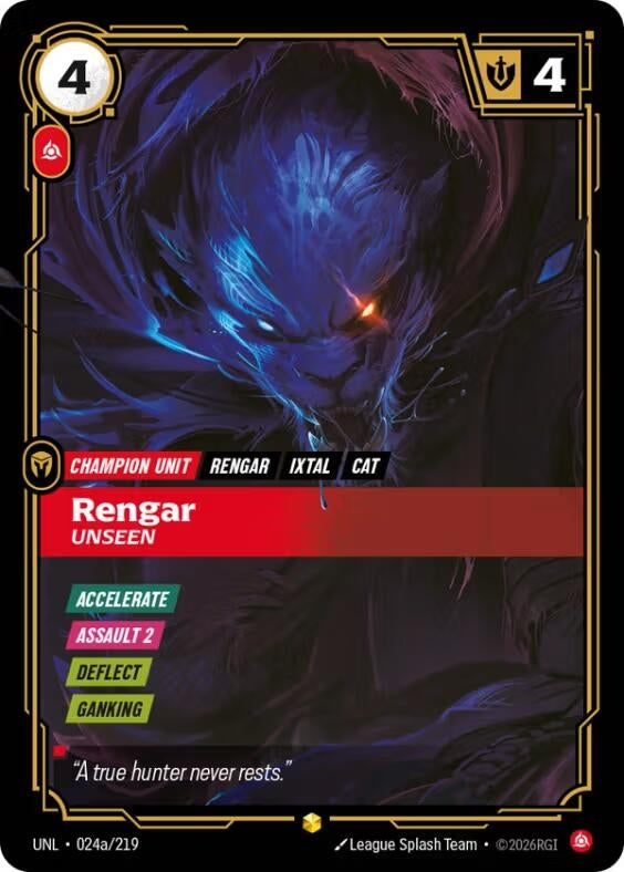 Image for Rengar - Unseen (Alternate Art) (024a/219) (Unleashed) - Riftbound: League of Legends Trading Card Game