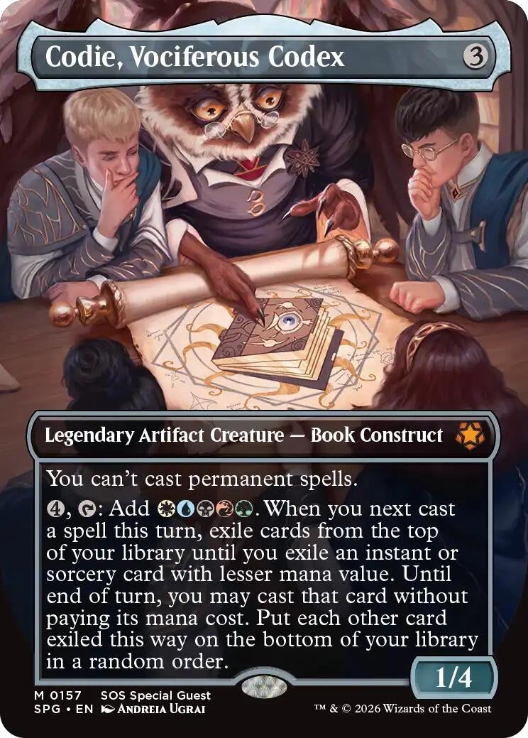 Image for Codie, Vociferous Codex (Borderless) (157) (Special Guests) - Magic: The Gathering