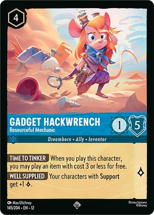 Image for Gadget Hackwrench - Resourceful Mechanic (145/204) (Wilds Unknown) - Disney Lorcana