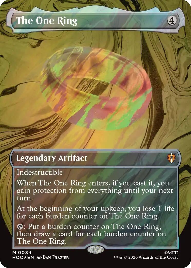 Image for The One Ring (Borderless) (Surge Foil) (84) (The Hobbit: Eternal-Legal) (HOC) - Magic: The Gathering