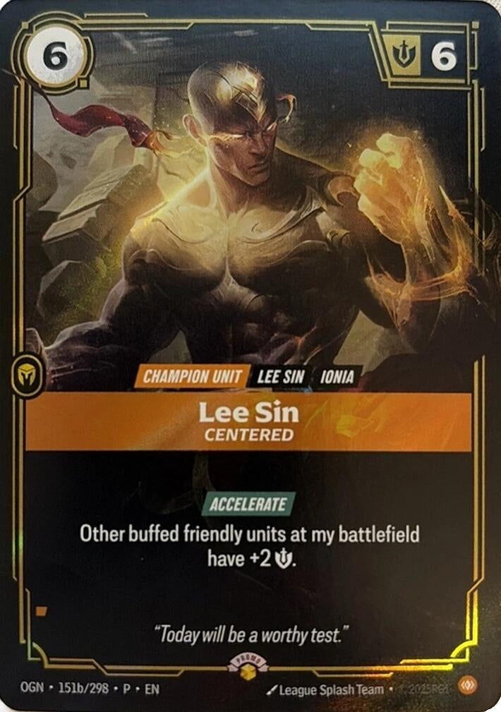 Image for Lee Sin, Centered (151b/298) (Riftbound Organized Play Promotional Cards) (OPP) - Riftbound: League of Legends Trading Card Game