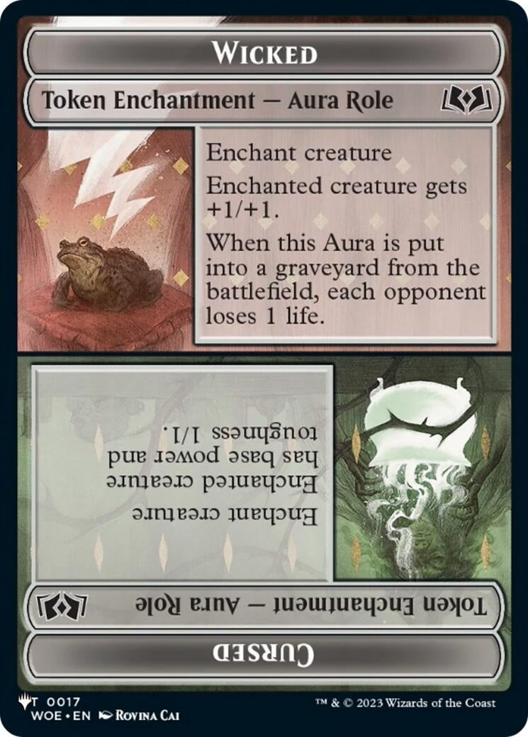 Image for Wicked Role / Cursed Role (WOE) // Treasure (MH3) Double-sided Token (17 // 34) (The List Reprints) (LIST) - Magic: The Gathering