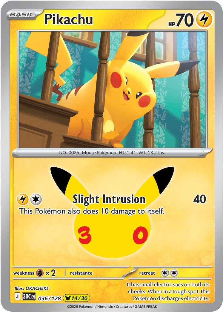 Pikachu (036/128) (ME: 30th Celebration)