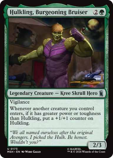 Image for Hulkling, Burgeoning Bruiser (173) (Marvel Super Heroes) - Magic: The Gathering