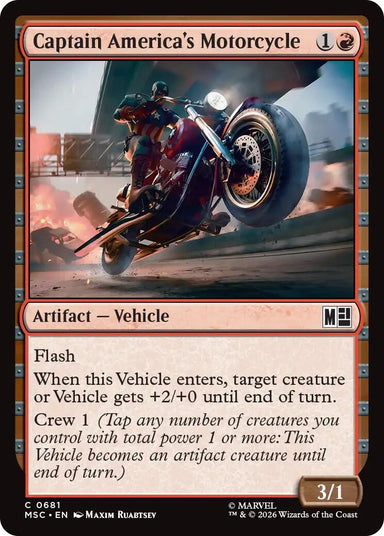 Image for Captain America's Motorcycle (681) (Commander: Marvel Super Heroes) - Magic: The Gathering