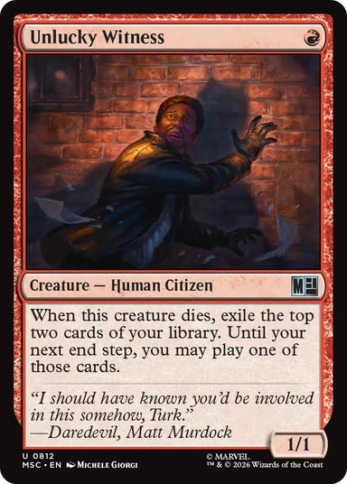 Image for Unlucky Witness (812) (Commander: Marvel Super Heroes) - Magic: The Gathering