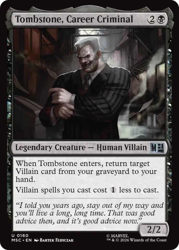 Image for Tombstone, Career Criminal (0160) (Surge Foil) (160) (Commander: Marvel Super Heroes) - Magic: The Gathering