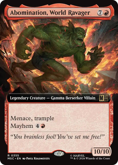 Image for Abomination, World Ravager (Extended Art) (355) (Commander: Marvel Super Heroes) - Magic: The Gathering