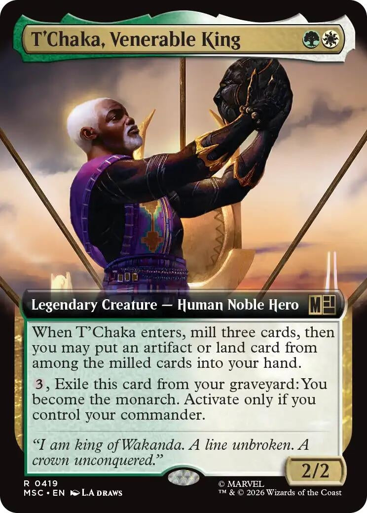 Image for T'Chaka, Venerable King (Extended Art) (419) (Commander: Marvel Super Heroes) - Magic: The Gathering