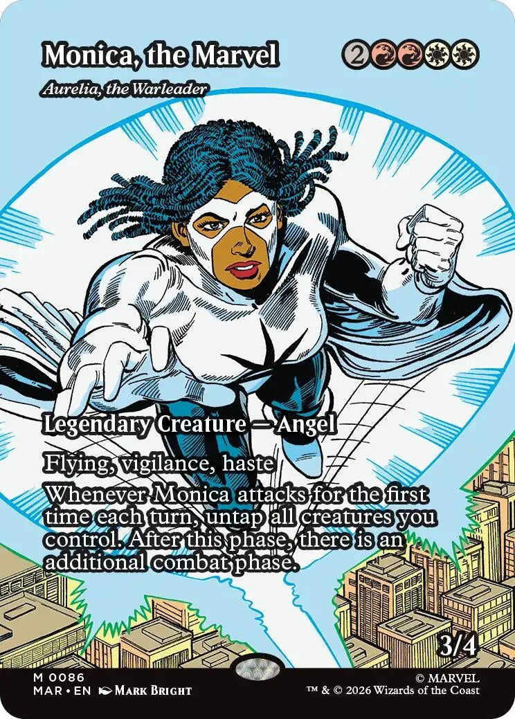 Image for Monica, the Marvel - Aurelia, the Warleader (Borderless) (86) (Marvel Universe Eternal-Legal) - Magic: The Gathering