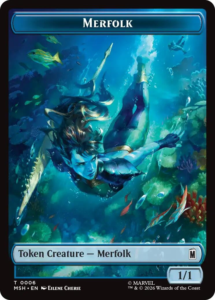 Image for Merfolk // Doombot Double-Sided Token (6 // 18) (Marvel Super Heroes) (MSH) - Magic: The Gathering