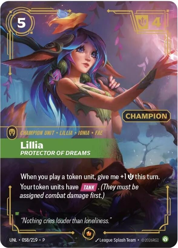 Image for Lillia, Protector of Dreams (Champion) (058/219) (Riftbound Organized Play Promotional Cards) (OPP) - Riftbound: League of Legends Trading Card Game