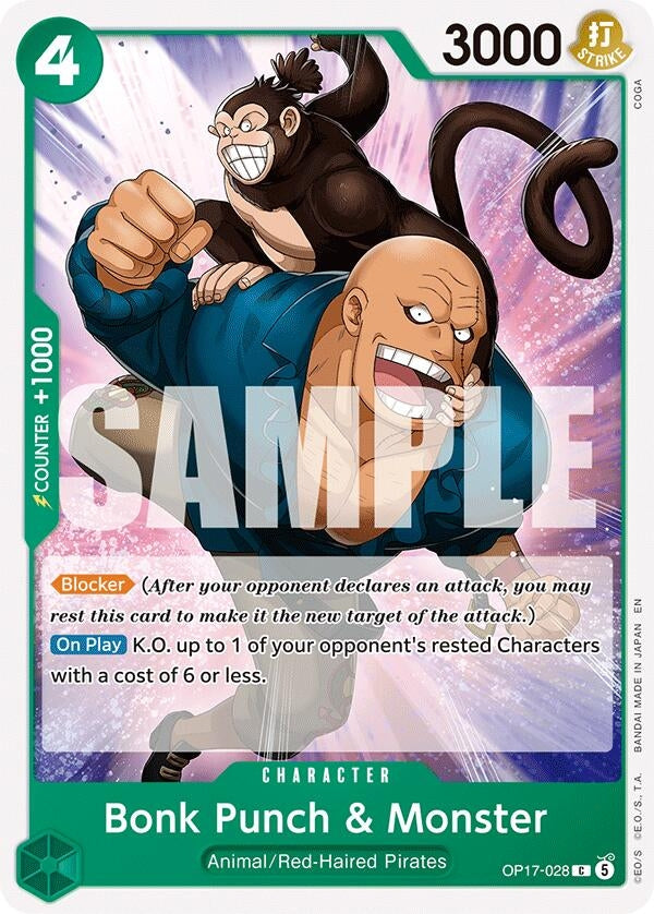 Image for Bonk Punch & Monster (OP17-028) (The World's Strongest Warriors) (OP17) - One Piece Card Game
