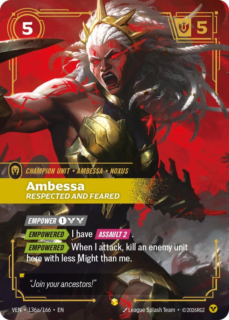 Image for Ambessa, Respected and Feared (Alternate Art) (136a/166) (Vendetta) (VEN) - Riftbound: League of Legends Trading Card Game
