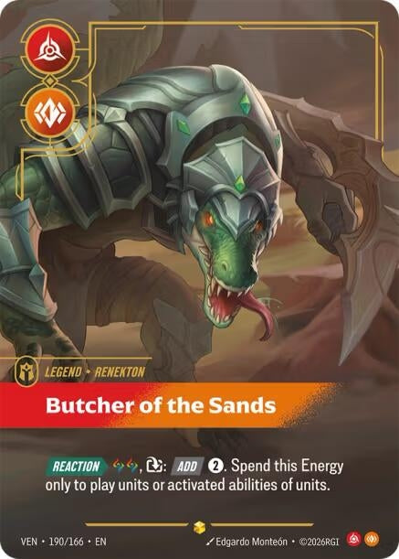 Image for Renekton, Butcher of the Sands (Overnumbered) (190/166) (Vendetta) (VEN) - Riftbound: League of Legends Trading Card Game