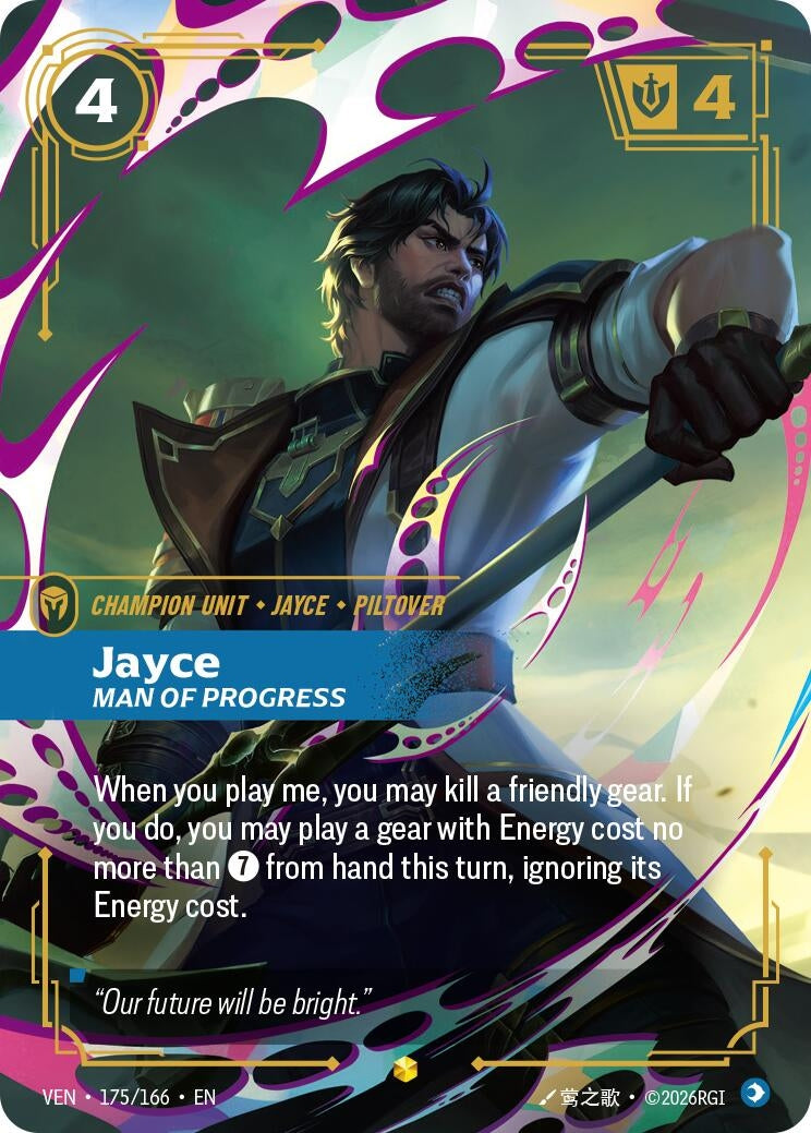 Image for Jayce, Man of Progress (Overnumbered) (175/166) (Vendetta) (VEN) - Riftbound: League of Legends Trading Card Game