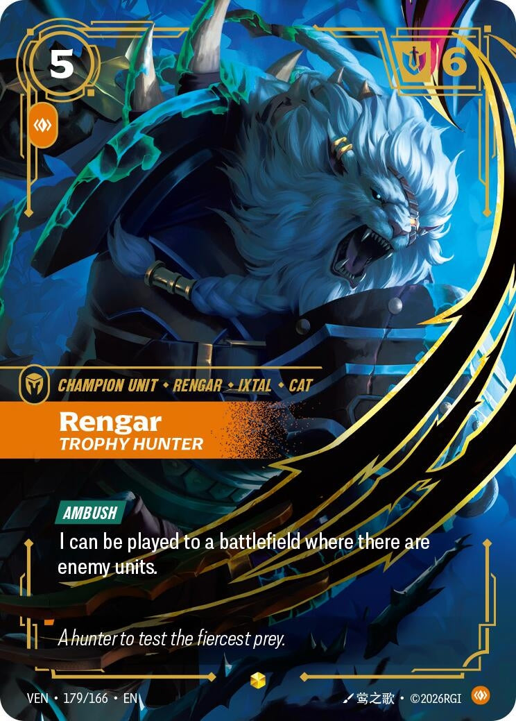 Image for Rengar, Trophy Hunter (Overnumbered) (179/166) (Vendetta) (VEN) - Riftbound: League of Legends Trading Card Game