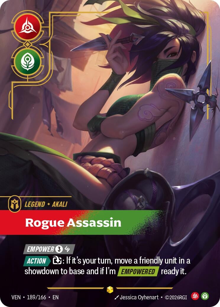 Image for Akali, Rogue Assassin (Overnumbered) (189/166) (Vendetta) (VEN) - Riftbound: League of Legends Trading Card Game