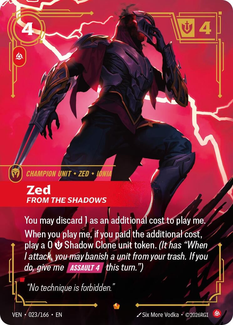 Image for Zed, From the Shadows (023/166) (Vendetta) (VEN) - Riftbound: League of Legends Trading Card Game