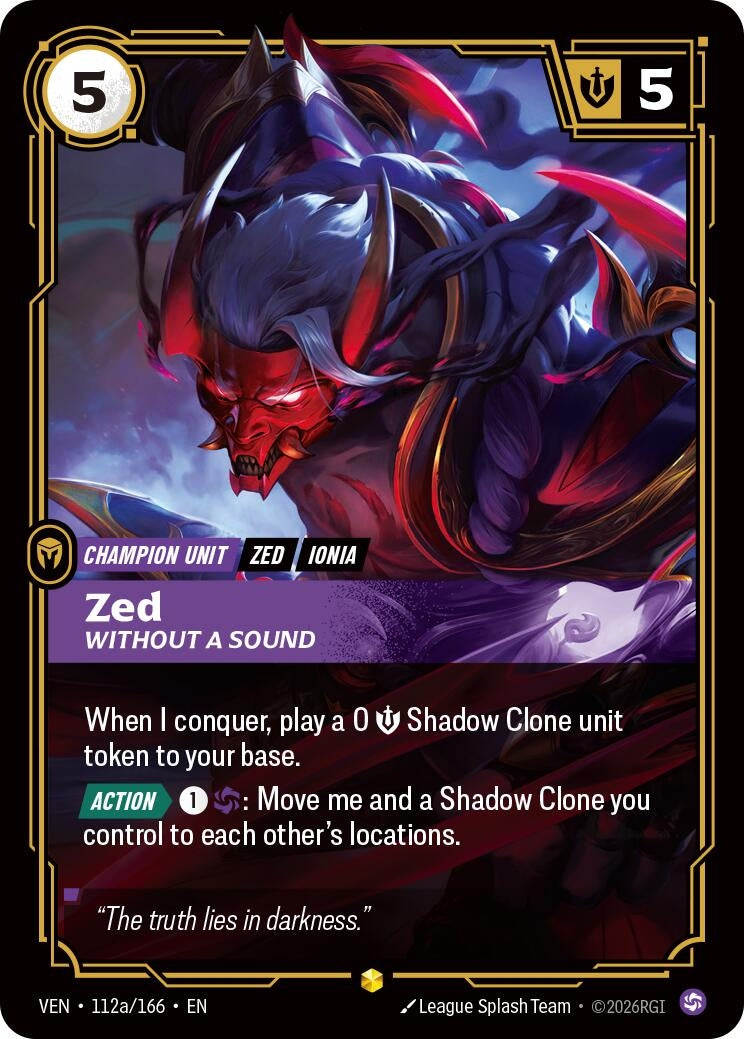 Image for Zed, Without a Sound (Alternate Art) (112a/166) (Vendetta) (VEN) - Riftbound: League of Legends Trading Card Game
