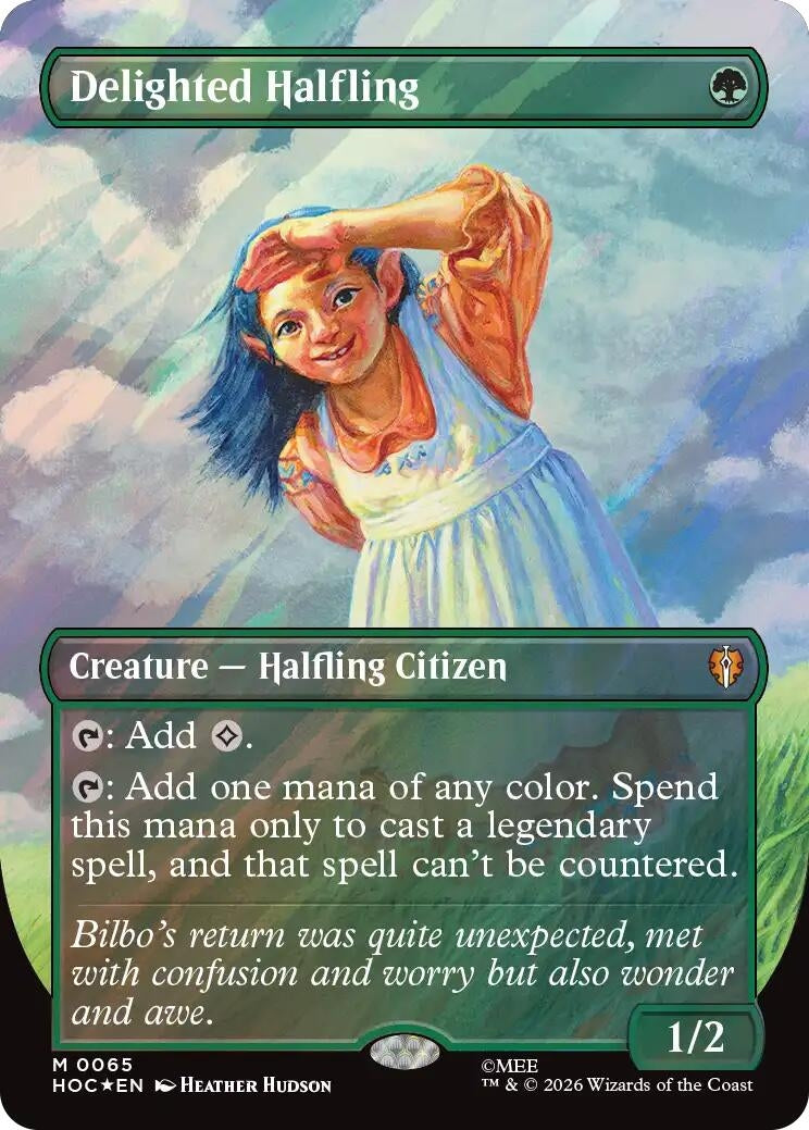 Image for Delighted Halfling (Borderless) (Surge Foil) (65) (The Hobbit: Eternal-Legal) (HOC) - Magic: The Gathering
