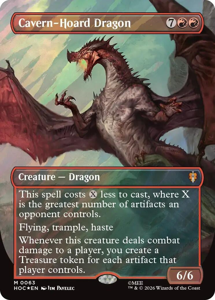 Image for Cavern-Hoard Dragon (Borderless) (Surge Foil) (63) (The Hobbit: Eternal-Legal) (HOC) - Magic: The Gathering