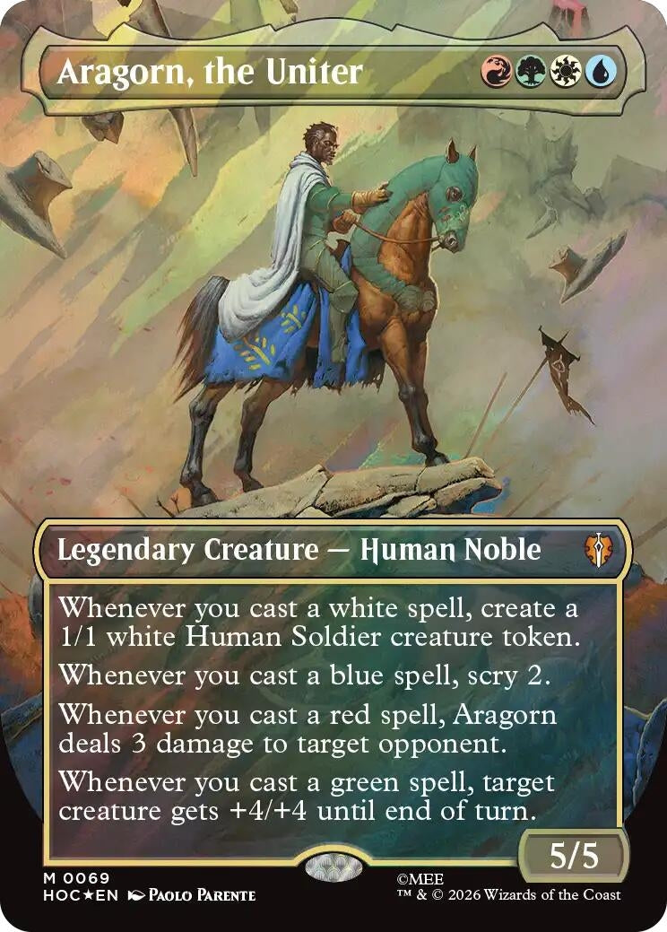 Image for Aragorn, the Uniter (Borderless) (Surge Foil) (69) (The Hobbit: Eternal-Legal) (HOC) - Magic: The Gathering
