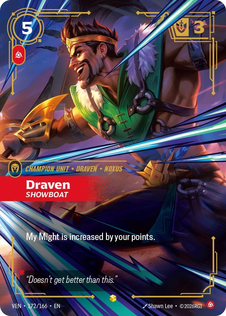 Image for Draven, Showboat (Overnumbered) (172/166) (Vendetta) (VEN) - Riftbound: League of Legends Trading Card Game