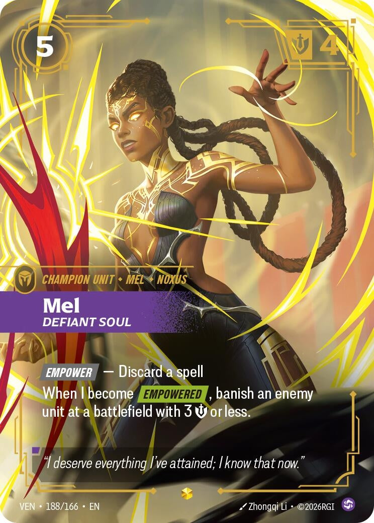 Image for Mel, Defiant Soul (Overnumbered) (188/166) (Vendetta) (VEN) - Riftbound: League of Legends Trading Card Game