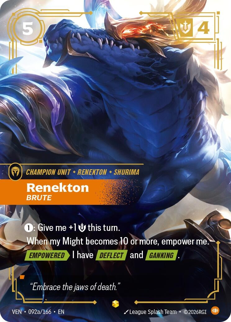 Image for Renekton, Brute (Alternate Art) (092a/166) (Vendetta) (VEN) - Riftbound: League of Legends Trading Card Game