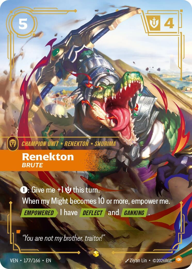 Image for Renekton, Brute (Overnumbered) (177/166) (Vendetta) (VEN) - Riftbound: League of Legends Trading Card Game