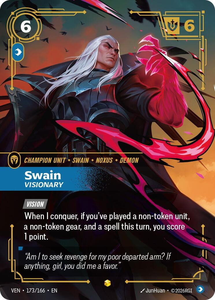 Image for Swain, Visionary (Overnumbered) (173/166) (Vendetta) (VEN) - Riftbound: League of Legends Trading Card Game